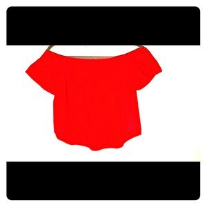 Red off the shoulder crop top